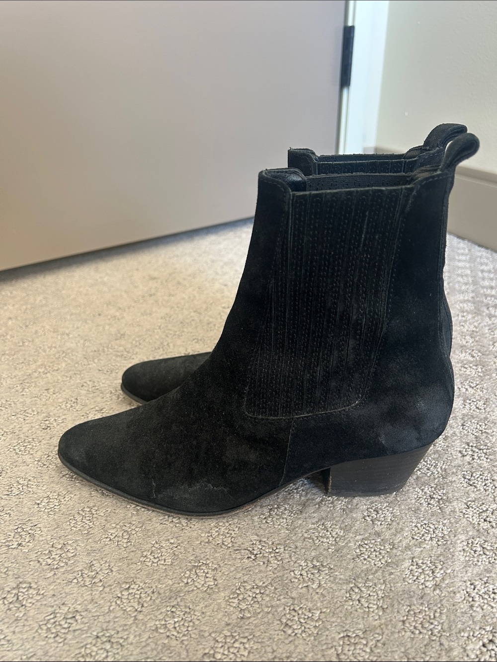Sandro Black Suede Chelsea Booties
